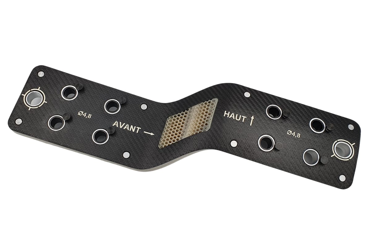 Grille de perçage hybride impression 3D / carbone